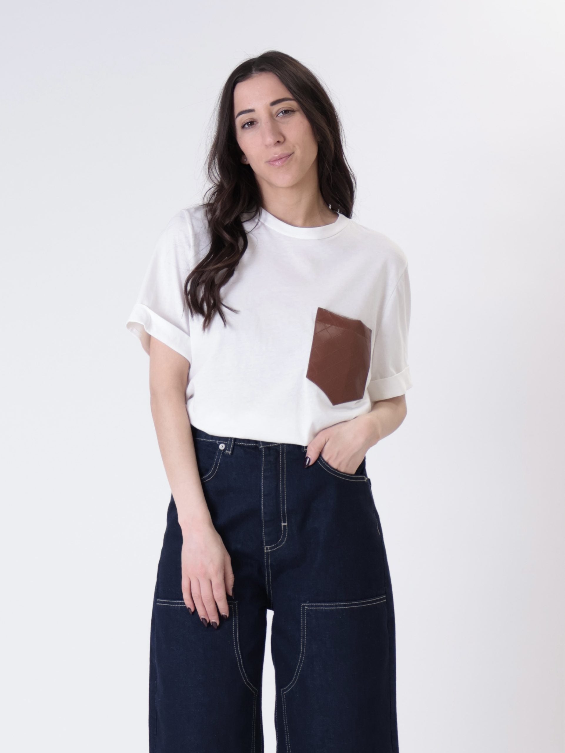 T-shirt tasca ecopelle cuoio