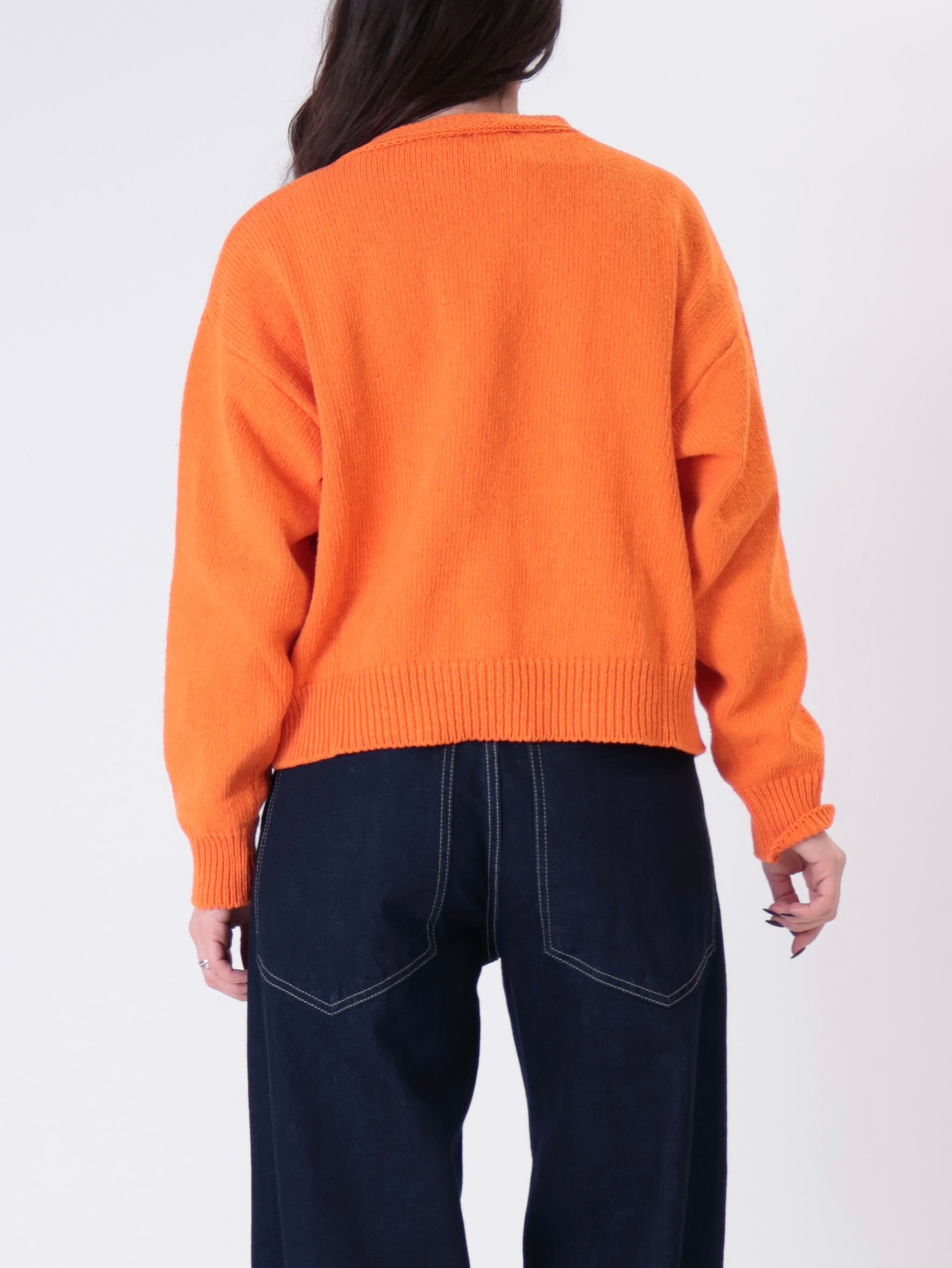 Cardigan basic cotone arancione