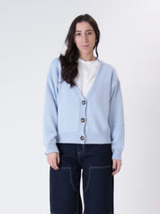 Sky blue basic cotton cardigan