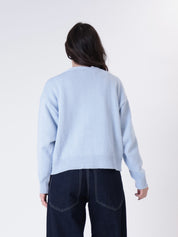 Sky blue basic cotton cardigan