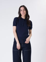 Polo button s/s blue