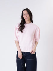 Pink puff sleeve half-sleeve sweater