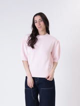Pink puff sleeve half-sleeve sweater
