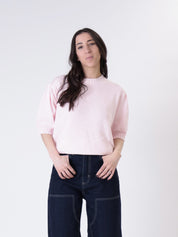 Pink puff sleeve half-sleeve sweater