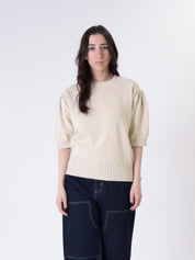 Pullover mezza manica sbuffo beige