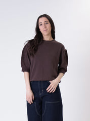Pullover mezza manica sbuffo moro