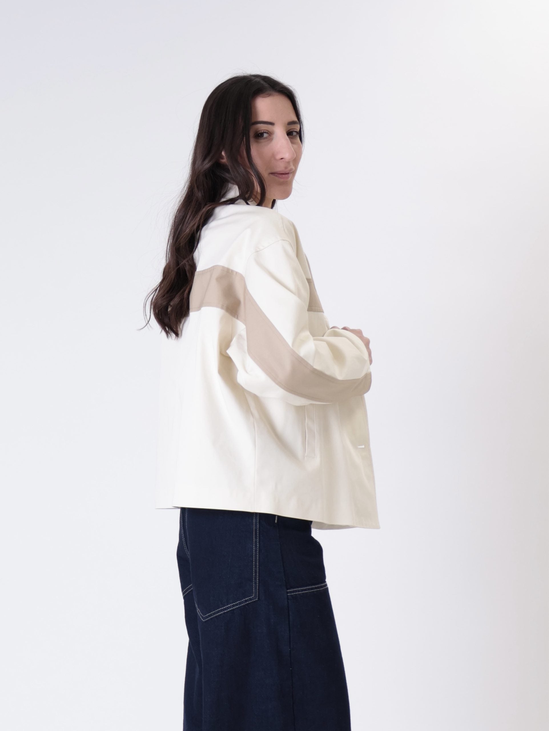 Blazer lore scollo V vaniglia/sabbia