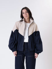 Blue/beige Ludo bomber jacket