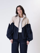 Blue/beige Ludo bomber jacket