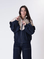 Blue/beige Ludo bomber jacket
