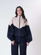 Blue/beige Ludo bomber jacket