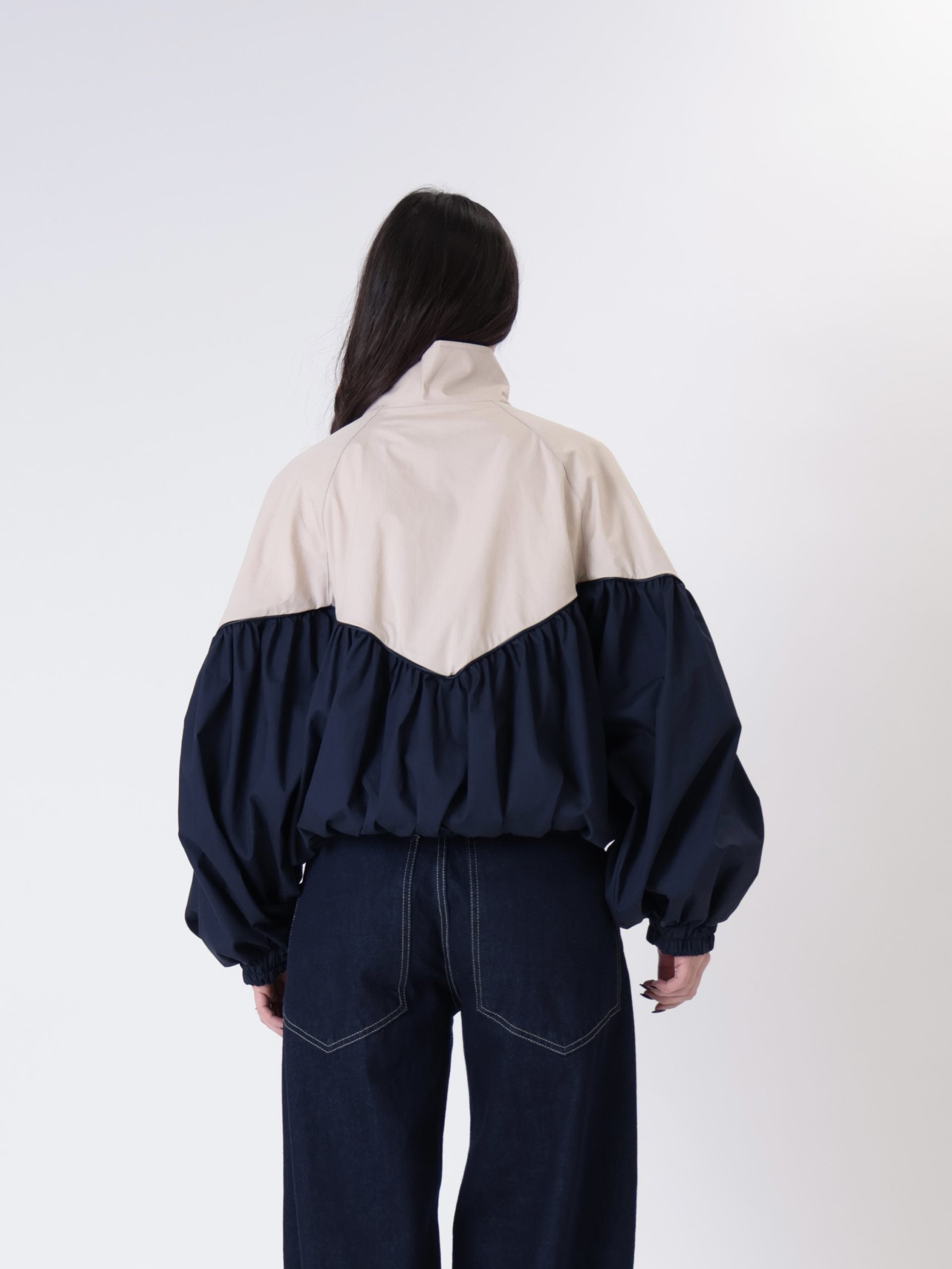 Blue/beige Ludo bomber jacket