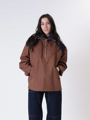Tobacco/blue half-zip jacket