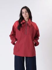 Red half-zip jacket