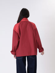Red half-zip jacket