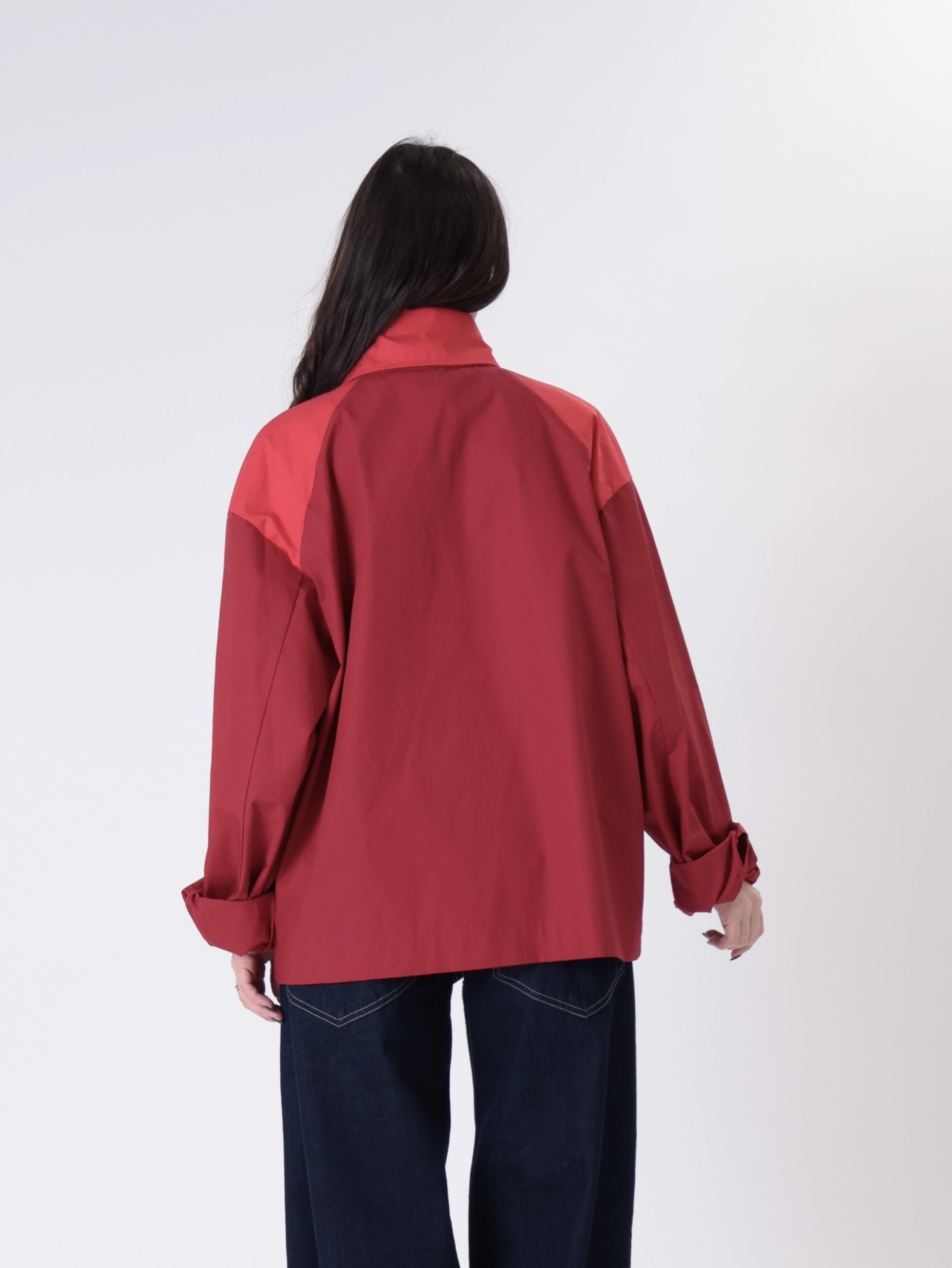 Red half-zip jacket
