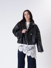 Bomber ecopelle doppiopetto nero
