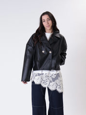 Bomber ecopelle doppiopetto nero