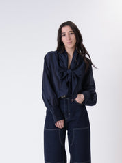 Blusa fiocco blu
