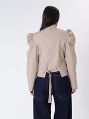 Beige puff-sleeve jacket