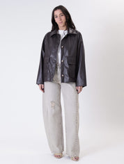 Faux leather jacket with dark brown buttons