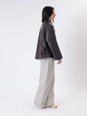 Faux leather jacket with dark brown buttons