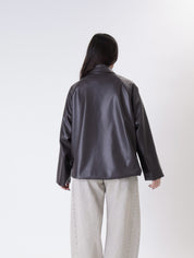 Faux leather jacket with dark brown buttons