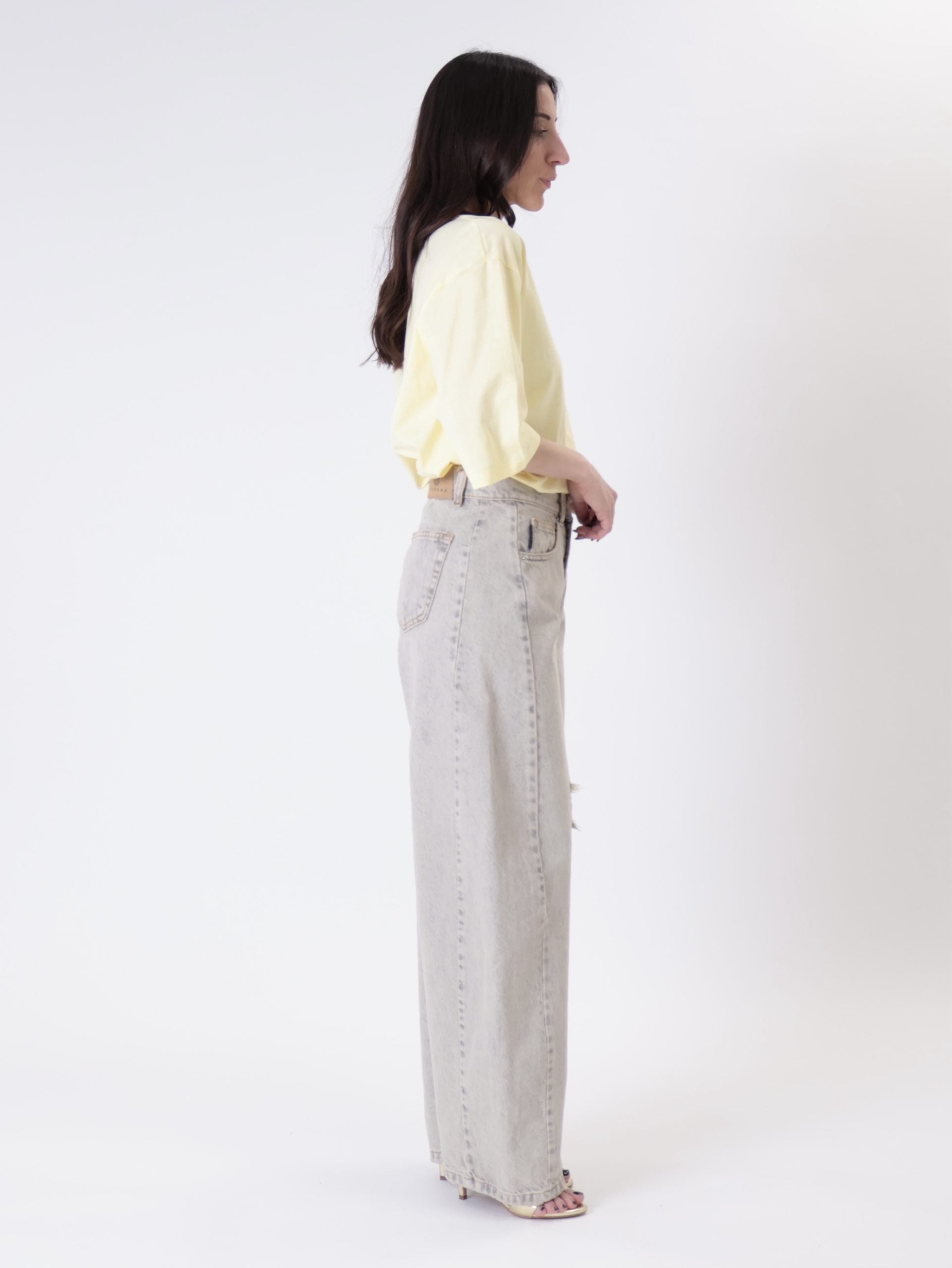 Lucy jeans light beige ripped