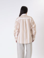 Camicia righe cipria/beige