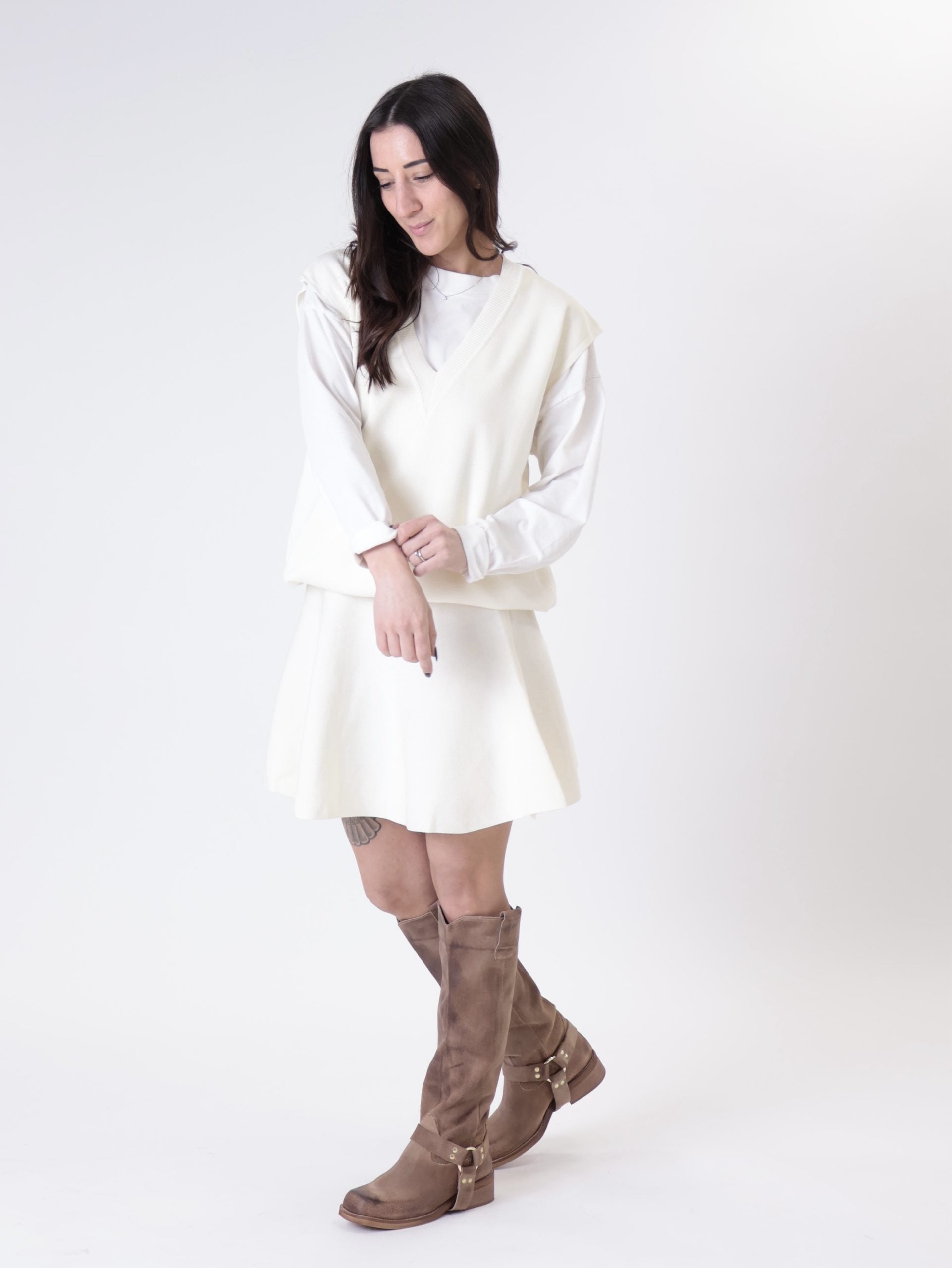 Silvia gilet + butter skirt set