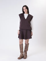 Silvia gilet + dark brown skirt set