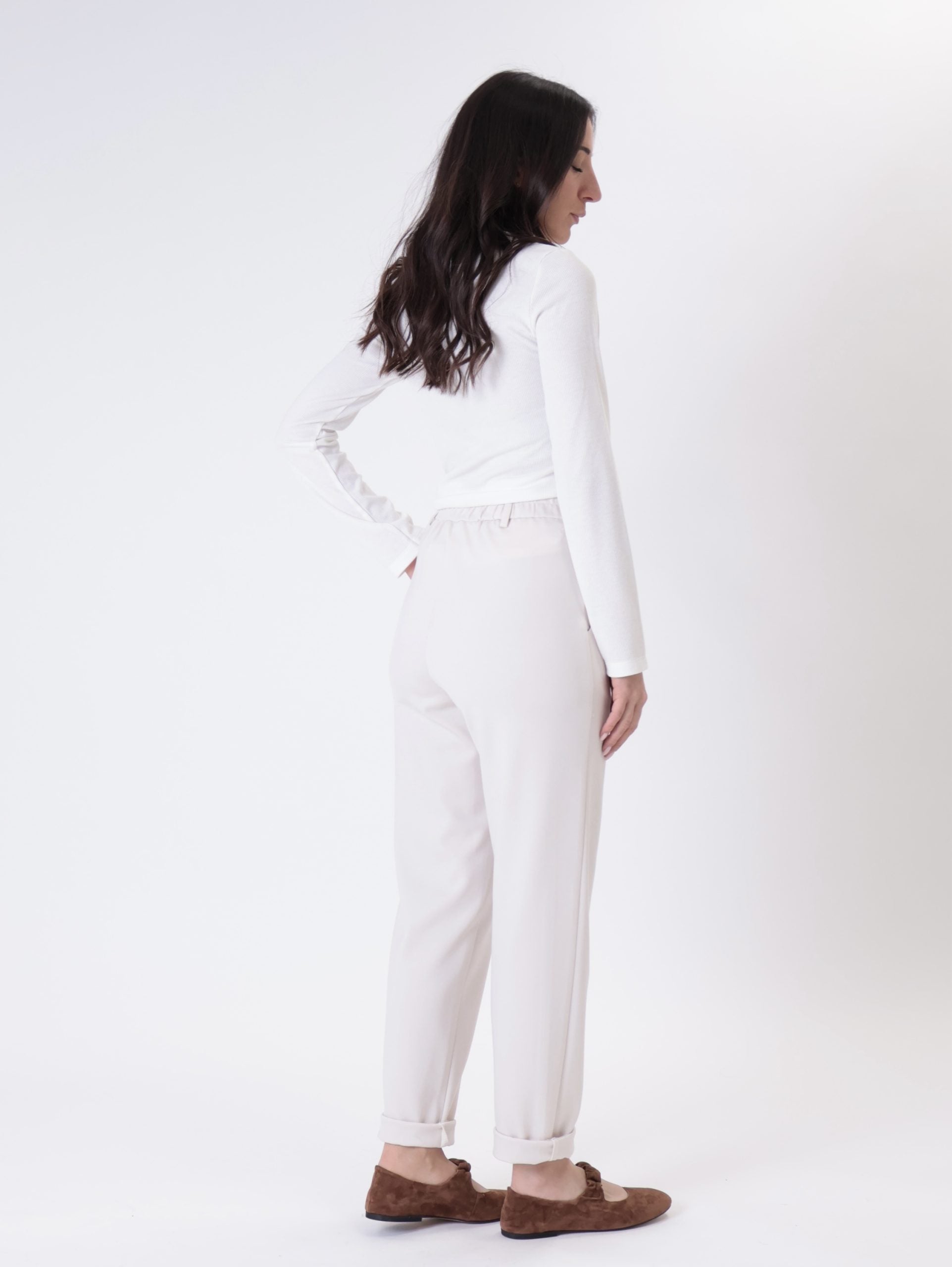 Pantalone milano elastico retro gesso