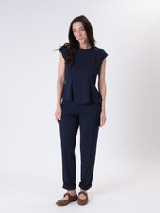 Pantalone milano elastico retro blu