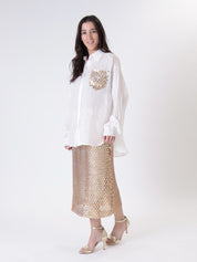 Camicia tasca paillettes oro