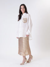 Camicia tasca paillettes oro