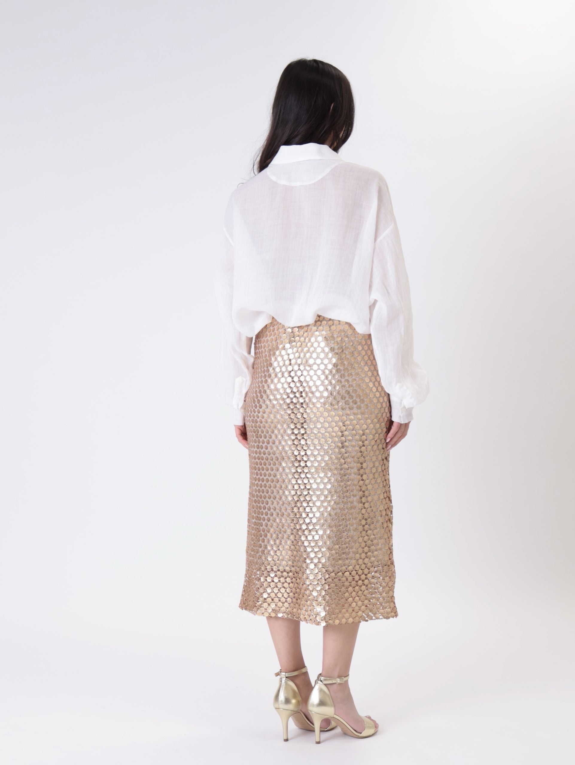 Camicia tasca paillettes oro