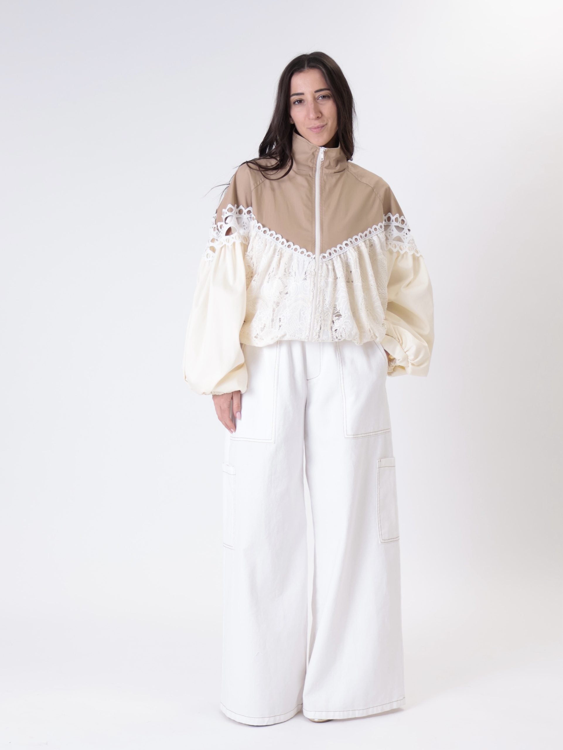 Bomber pizzo beige