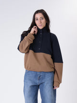 Felpa lory bottoni blu/tabacco