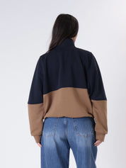 Felpa lory bottoni blu/tabacco