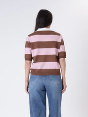 Polo m/m rigata moro/rosa