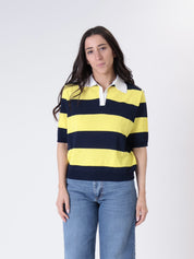 Striped short-sleeve polo shirt blue/yellow