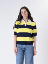 Striped short-sleeve polo shirt blue/yellow