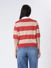 Polo m/m rigata miele/rosso