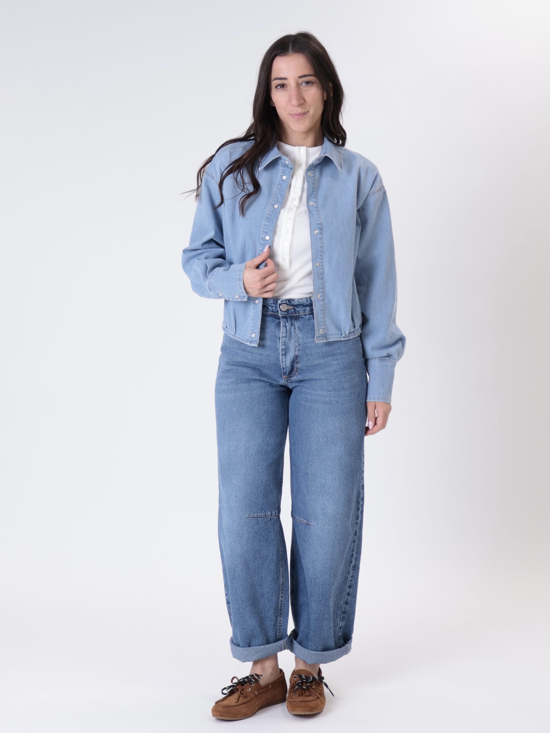 Camicia bottoni denim chiaro