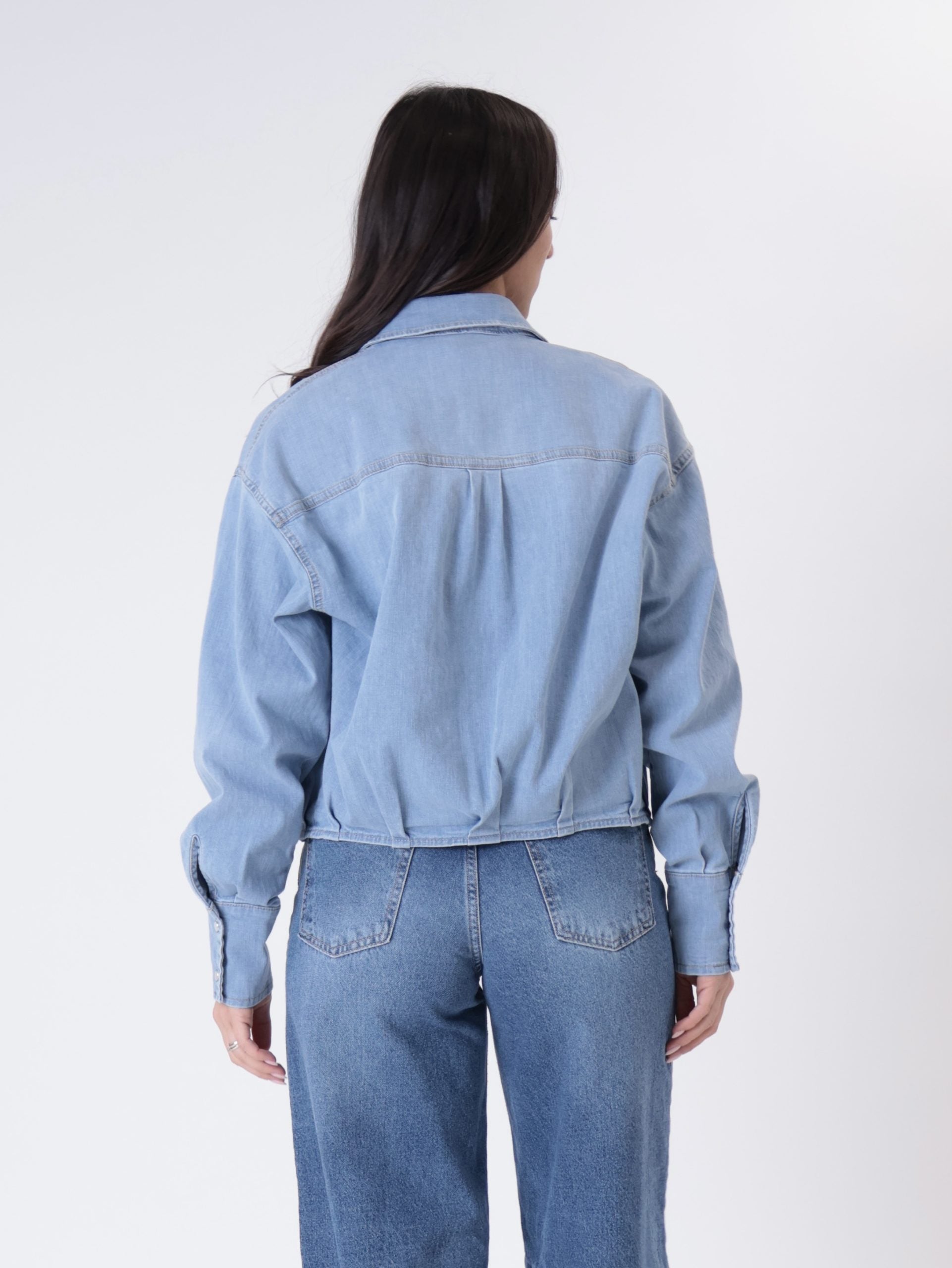 Camicia bottoni denim chiaro