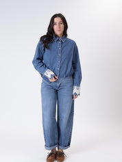 Camicia pizzo denim blu