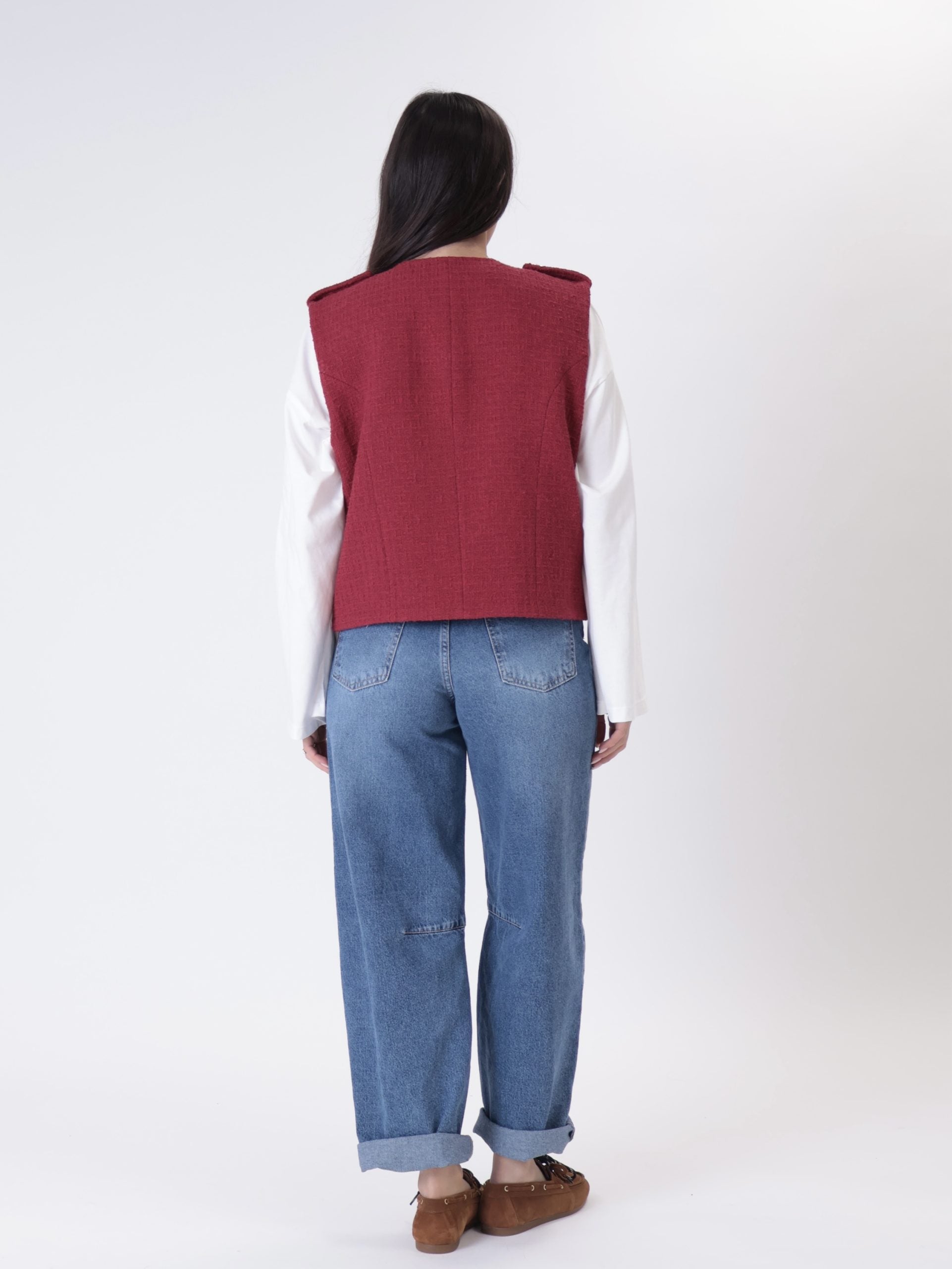 Gilet napoleone tweed rosso