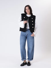 Gilet napoleone tweed nero