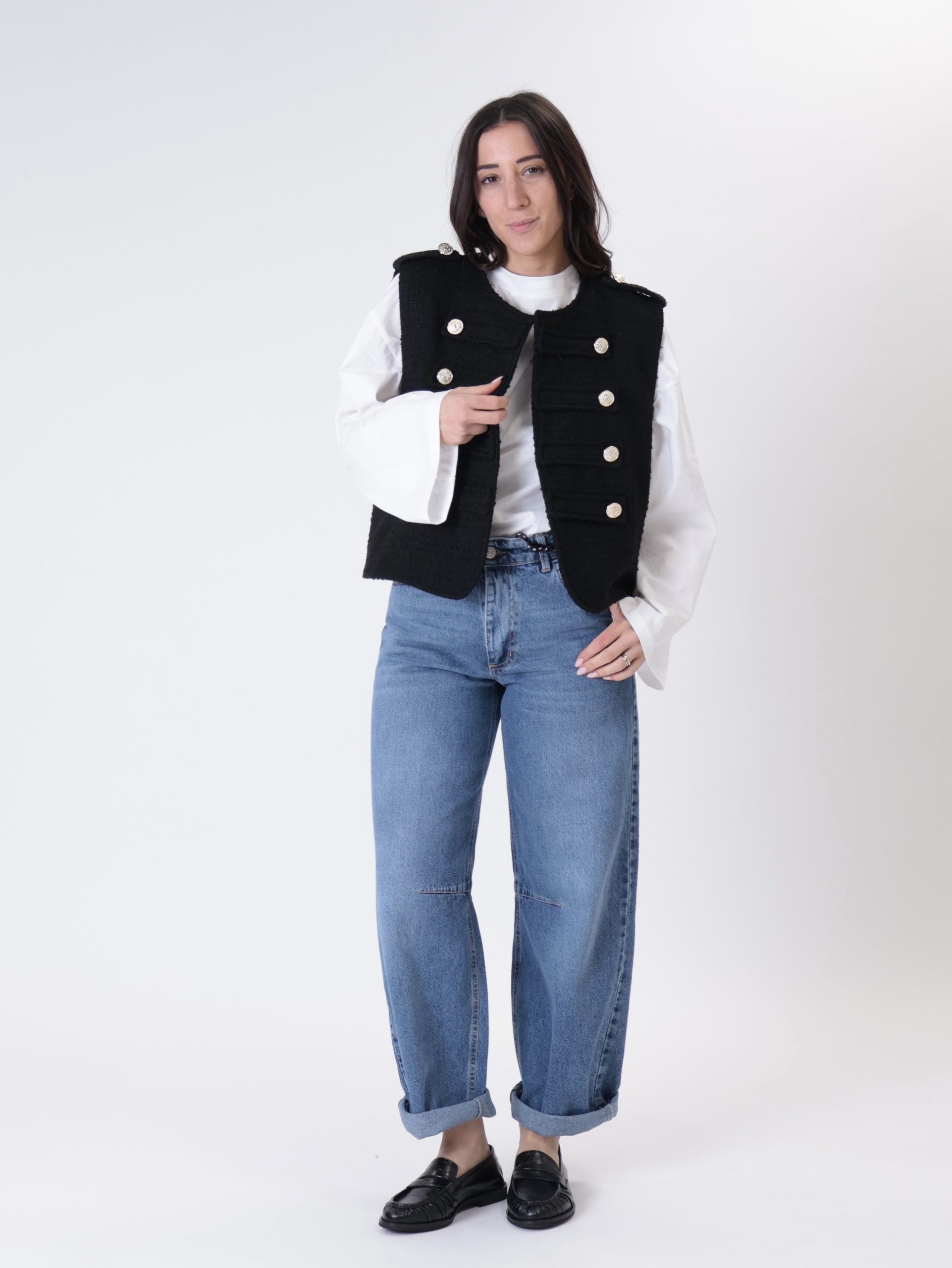 Gilet napoleone tweed nero