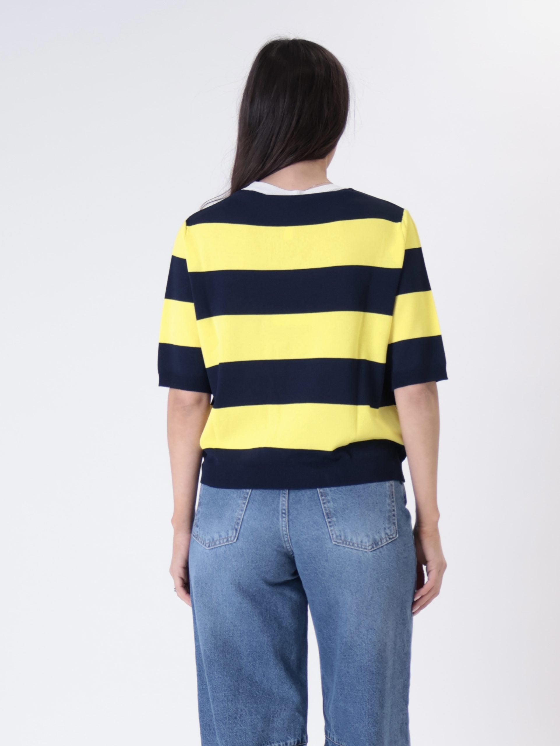 Pullover m/m riga giallo/blu